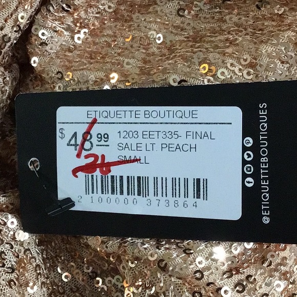 Etiquette sexy 🔥 peach sequin skirt and crop top set. Size S - Picture 11 of 12